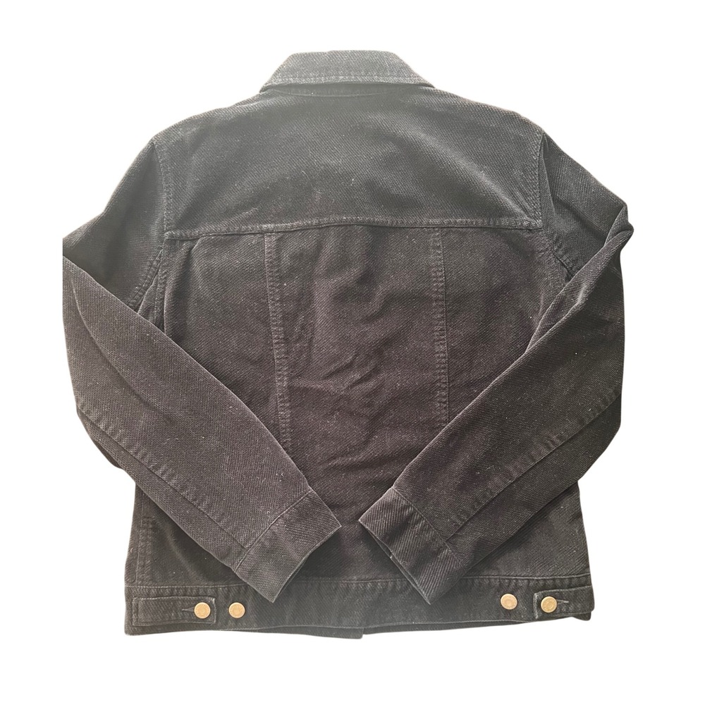 Jones Wear Sport Black Trucker Jacket Women Size 8 Cotton Button Up - Picture 2 of 7